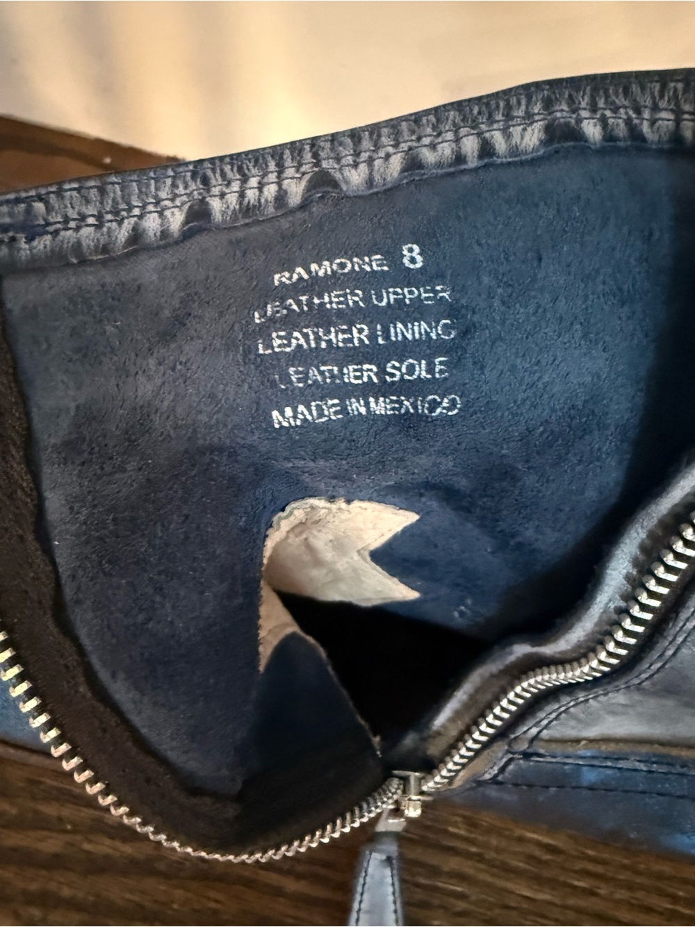 Freebird * Blue Ramone* size 8Metallic Blue Leather Ankle Boots with Side Zipper - Picture 6 of 12